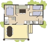 Serignan Plage Nature - Stacaravan Garrigue 6 personen - Plattegrond stacaravan